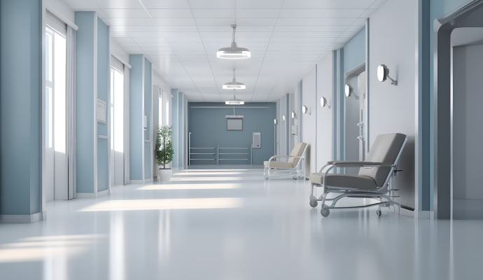 A clean and modern hospital hallway