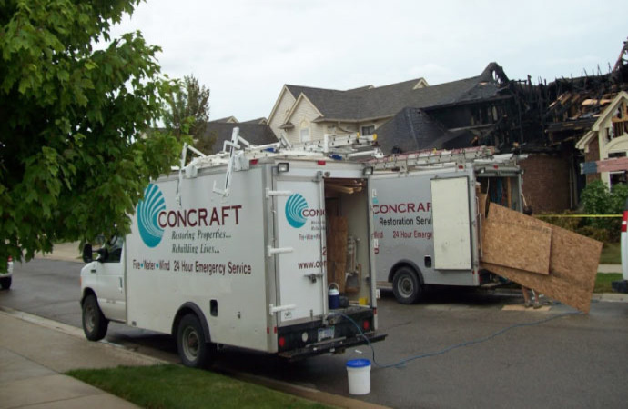 Concraft team restoring fire damaged property