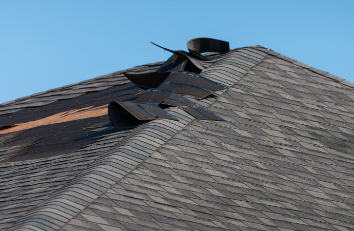 a damaged roof