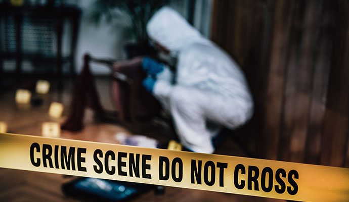 Crime scene with do not cross tape Crime scene with do not cross tape