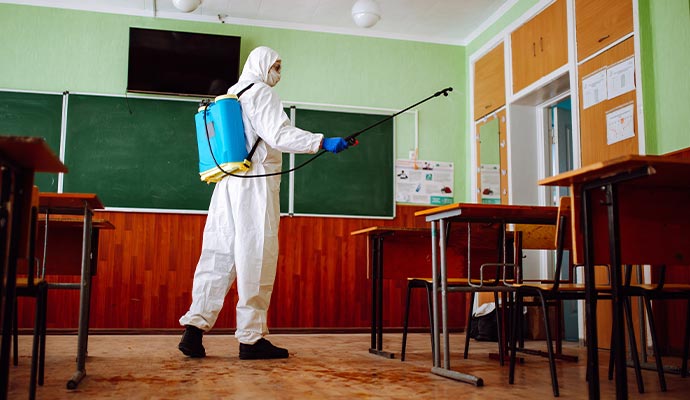 Professional disinfecting service in school