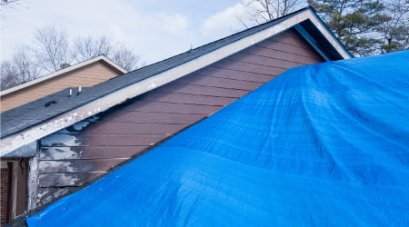 Tarp Over after Fire Damage in Detroit, MI