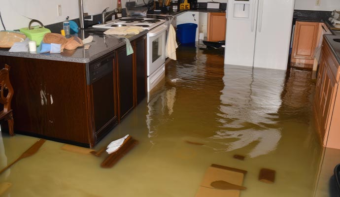 Flood damage house floor