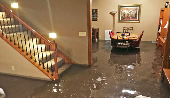 Flooded floor in a house