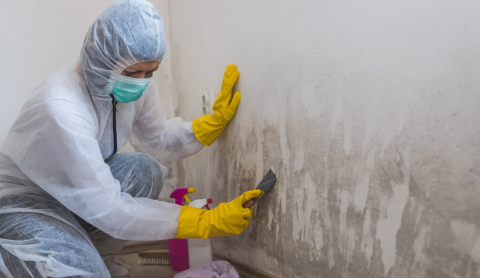 Professional removing mold using equipment