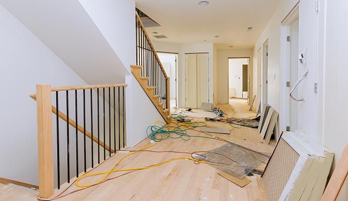 Residential house interior renovation in progress Construction work in progress inside a residential house