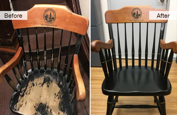 a chair before and after content restoration