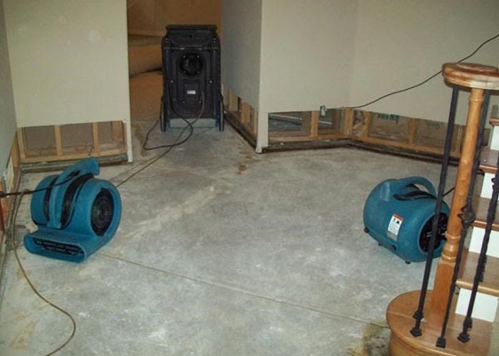 water damage extraction equipments on the floor