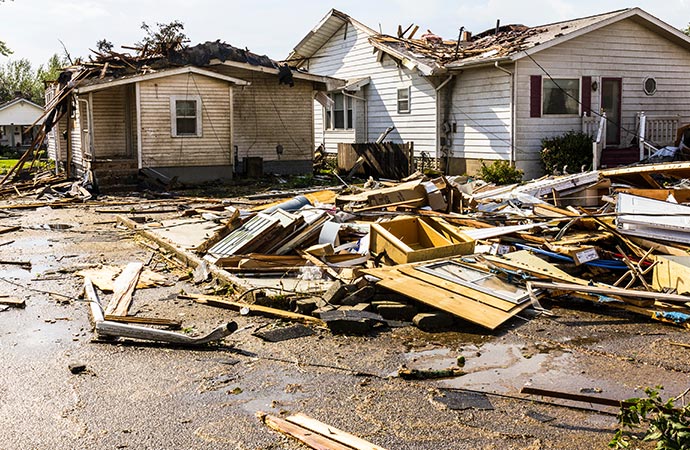 Storm damaged area