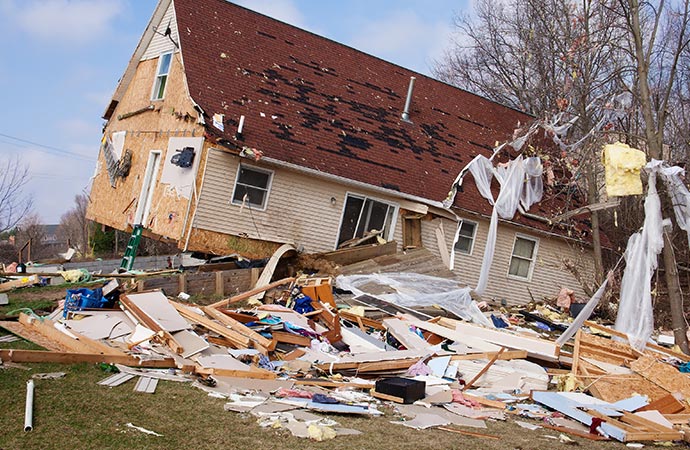 Tornado damaged house