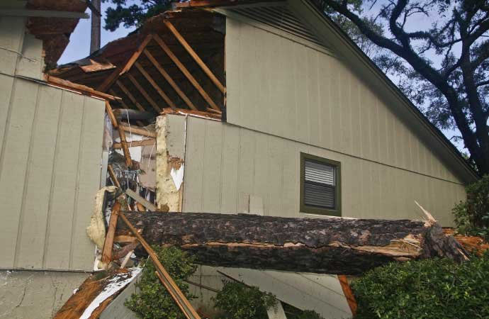 A house damaged by the aftermath of a storm