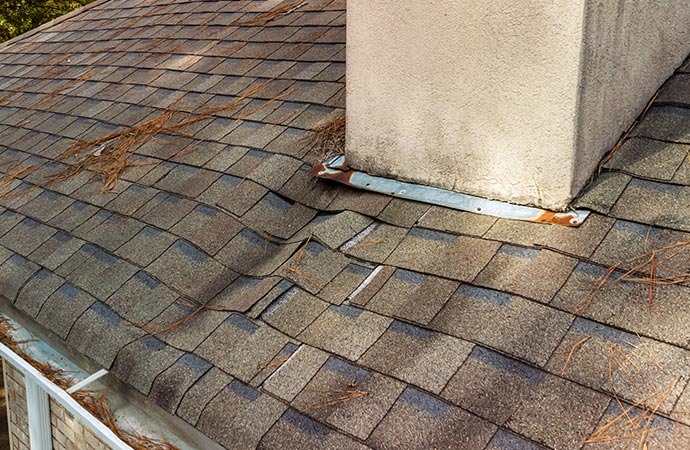 Close-up view of a leak roof